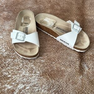 Birkenstock Women's White and Tan Sandals